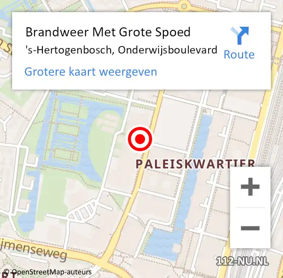 Locatie op kaart van de 112 melding: Brandweer Met Grote Spoed Naar 's-Hertogenbosch, Onderwijsboulevard op 14 december 2024 08:38