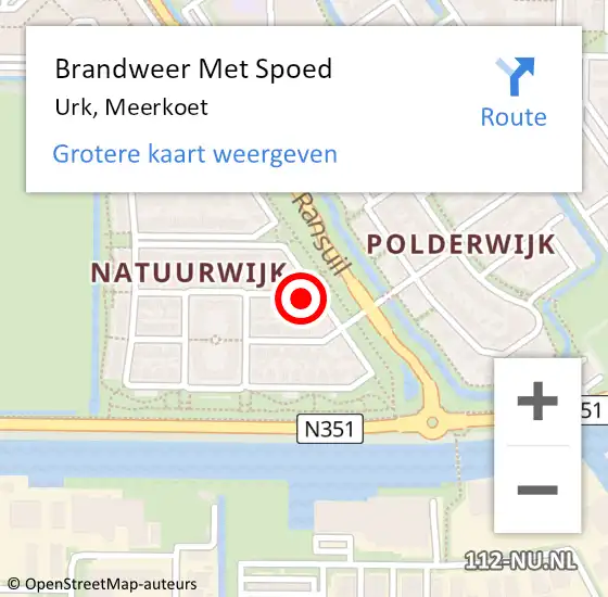 Locatie op kaart van de 112 melding: Brandweer Met Spoed Naar Urk, Meerkoet op 14 december 2024 08:53