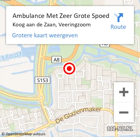 Locatie op kaart van de 112 melding: Ambulance Met Zeer Grote Spoed Naar Koog aan de Zaan, Veeringzoom op 14 december 2024 09:23