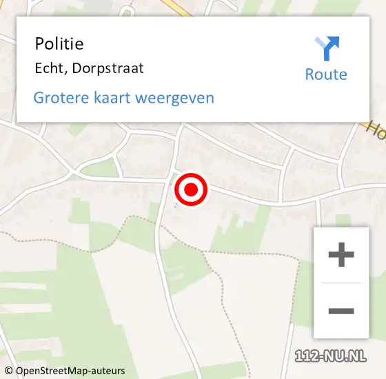 Locatie op kaart van de 112 melding: Politie Echt, Dorpstraat op 14 december 2024 10:04