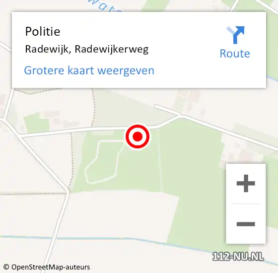 Locatie op kaart van de 112 melding: Politie Radewijk, Radewijkerweg op 14 december 2024 10:21