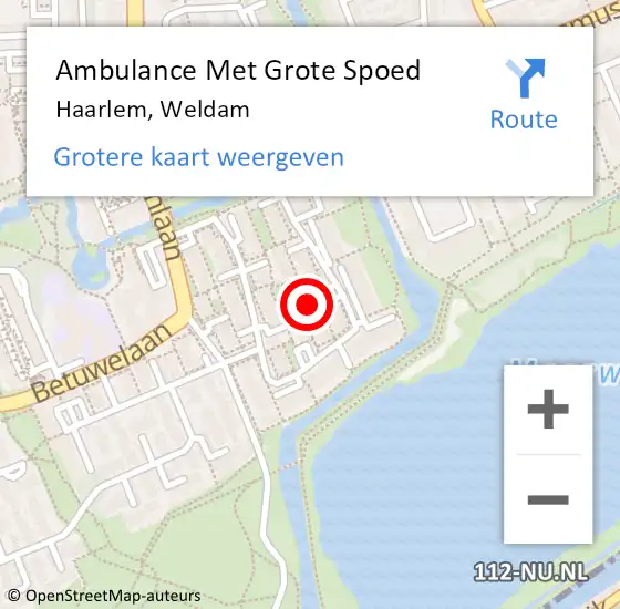 Locatie op kaart van de 112 melding: Ambulance Met Grote Spoed Naar Haarlem, Weldam op 14 december 2024 10:26