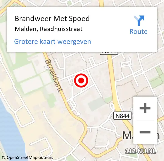 Locatie op kaart van de 112 melding: Brandweer Met Spoed Naar Malden, Raadhuisstraat op 14 december 2024 10:35