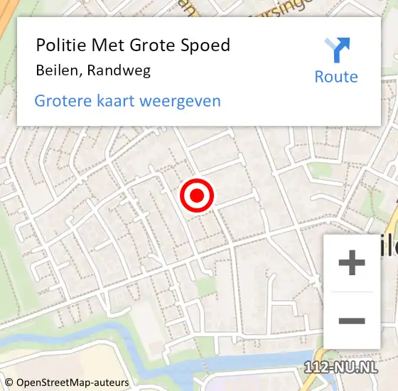 Locatie op kaart van de 112 melding: Politie Met Grote Spoed Naar Beilen, Randweg op 14 december 2024 11:06