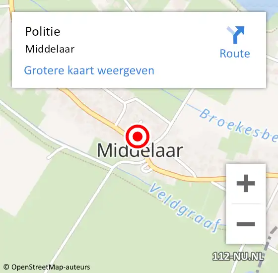 Locatie op kaart van de 112 melding: Politie Middelaar op 14 december 2024 11:18