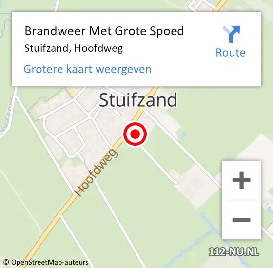 Locatie op kaart van de 112 melding: Brandweer Met Grote Spoed Naar Stuifzand, Hoofdweg op 14 december 2024 11:30