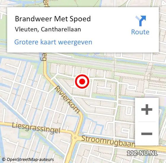 Locatie op kaart van de 112 melding: Brandweer Met Spoed Naar Vleuten, Cantharellaan op 14 december 2024 11:32