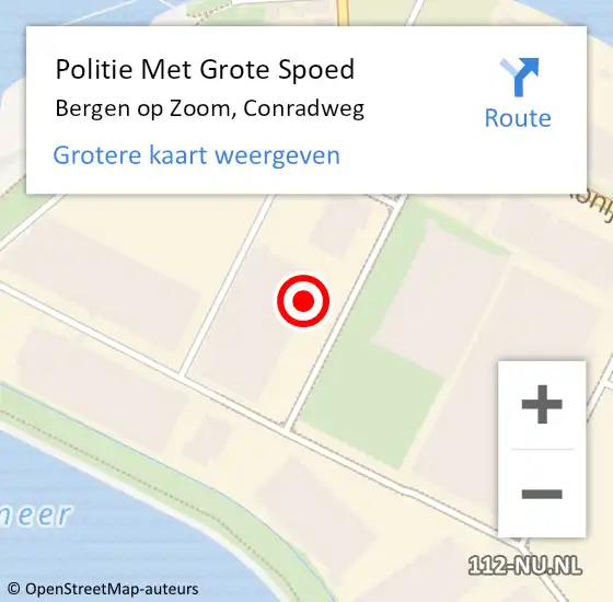 Locatie op kaart van de 112 melding: Politie Met Grote Spoed Naar Bergen op Zoom, Conradweg op 14 december 2024 11:33