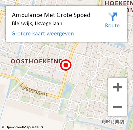 Locatie op kaart van de 112 melding: Ambulance Met Grote Spoed Naar Bleiswijk, IJsvogellaan op 14 december 2024 11:37