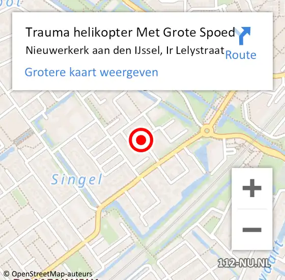 Locatie op kaart van de 112 melding: Trauma helikopter Met Grote Spoed Naar Nieuwerkerk aan den IJssel, Ir Lelystraat op 14 december 2024 12:47