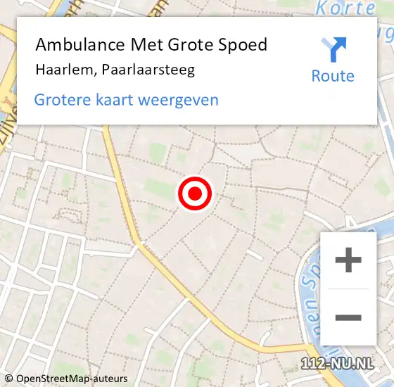 Locatie op kaart van de 112 melding: Ambulance Met Grote Spoed Naar Haarlem, Paarlaarsteeg op 14 december 2024 12:48