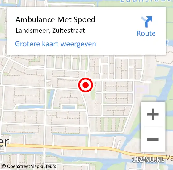 Locatie op kaart van de 112 melding: Ambulance Met Spoed Naar Landsmeer, Zultestraat op 14 december 2024 13:12