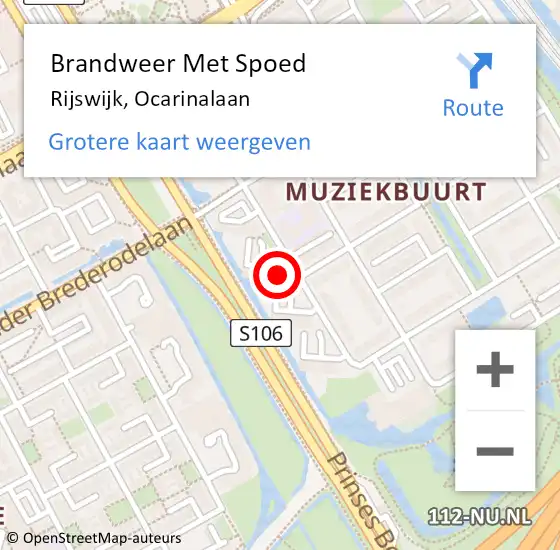 Locatie op kaart van de 112 melding: Brandweer Met Spoed Naar Rijswijk, Ocarinalaan op 14 december 2024 13:29