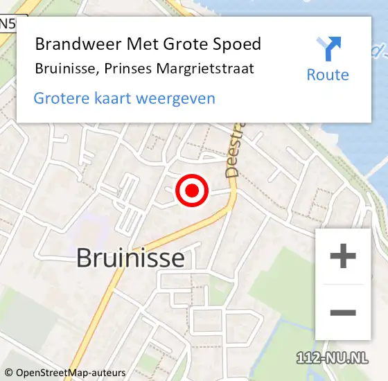 Locatie op kaart van de 112 melding: Brandweer Met Grote Spoed Naar Bruinisse, Prinses Margrietstraat op 14 december 2024 13:44