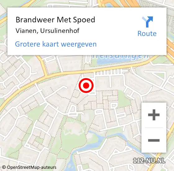 Locatie op kaart van de 112 melding: Brandweer Met Spoed Naar Vianen, Ursulinenhof op 14 december 2024 13:46