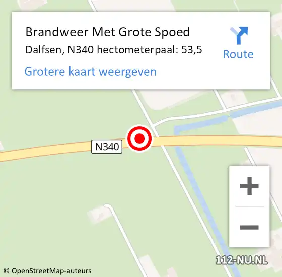 Locatie op kaart van de 112 melding: Brandweer Met Grote Spoed Naar Dalfsen, N340 hectometerpaal: 53,5 op 14 december 2024 13:52