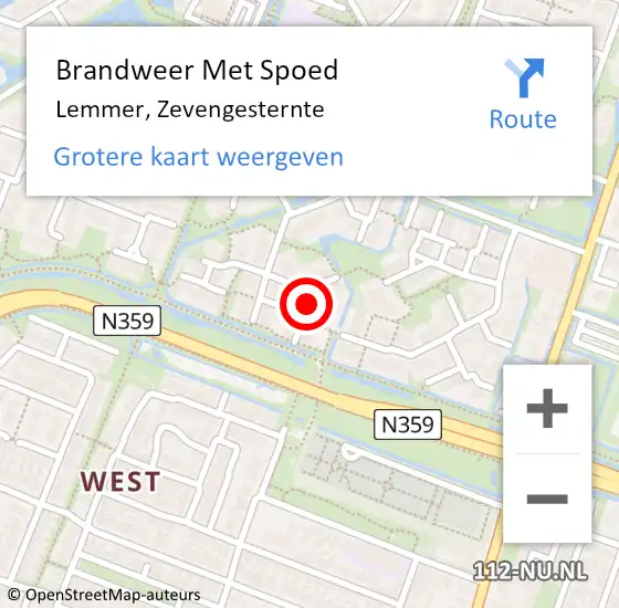 Locatie op kaart van de 112 melding: Brandweer Met Spoed Naar Lemmer, Zevengesternte op 14 december 2024 13:56