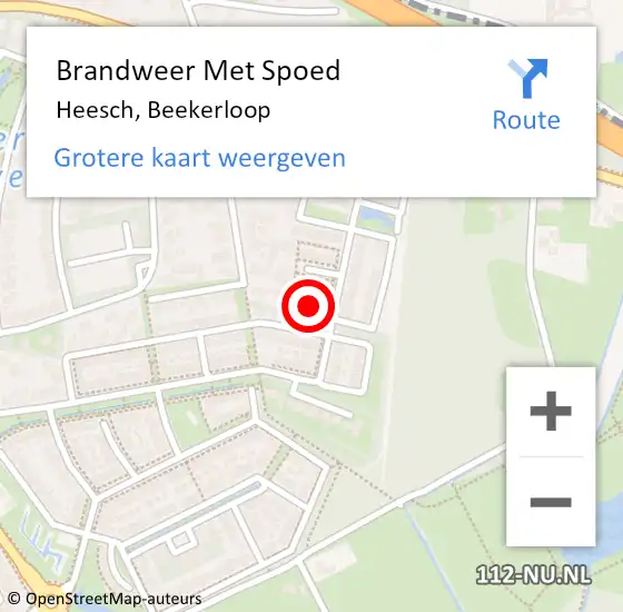 Locatie op kaart van de 112 melding: Brandweer Met Spoed Naar Heesch, Beekerloop op 14 december 2024 13:57