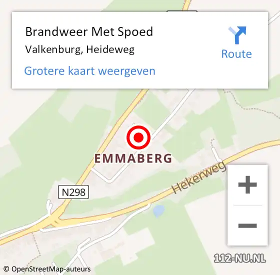 Locatie op kaart van de 112 melding: Brandweer Met Spoed Naar Valkenburg, Heideweg op 14 december 2024 13:57