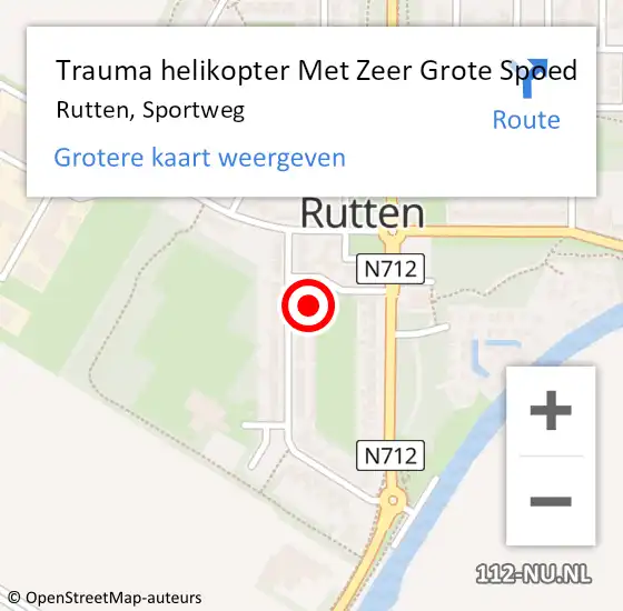 Locatie op kaart van de 112 melding: Trauma helikopter Met Zeer Grote Spoed Naar Rutten, Sportweg op 14 december 2024 13:59