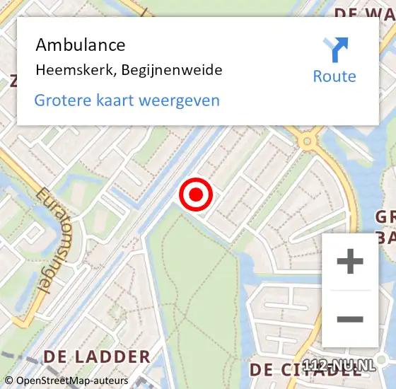 Locatie op kaart van de 112 melding: Ambulance Heemskerk, Begijnenweide op 14 december 2024 14:00