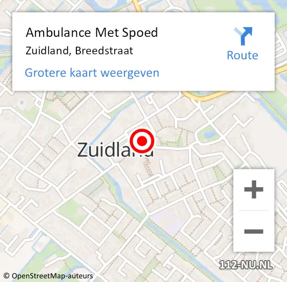 Locatie op kaart van de 112 melding: Ambulance Met Spoed Naar Zuidland, Breedstraat op 14 december 2024 14:00