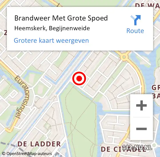 Locatie op kaart van de 112 melding: Brandweer Met Grote Spoed Naar Heemskerk, Begijnenweide op 14 december 2024 14:00