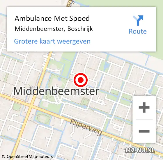 Locatie op kaart van de 112 melding: Ambulance Met Spoed Naar Middenbeemster, Boschrijk op 14 december 2024 14:01