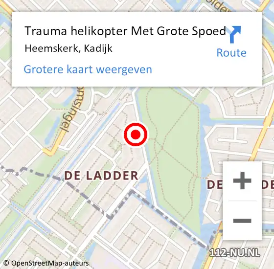 Locatie op kaart van de 112 melding: Trauma helikopter Met Grote Spoed Naar Heemskerk, Kadijk op 14 december 2024 14:04