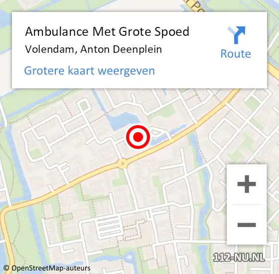 Locatie op kaart van de 112 melding: Ambulance Met Grote Spoed Naar Volendam, Anton Deenplein op 14 december 2024 14:06