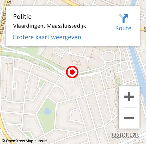 Locatie op kaart van de 112 melding: Politie Vlaardingen, Maassluissedijk op 14 december 2024 14:26