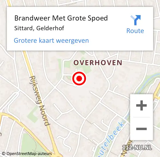 Locatie op kaart van de 112 melding: Brandweer Met Grote Spoed Naar Sittard, Gelderhof op 14 december 2024 14:43