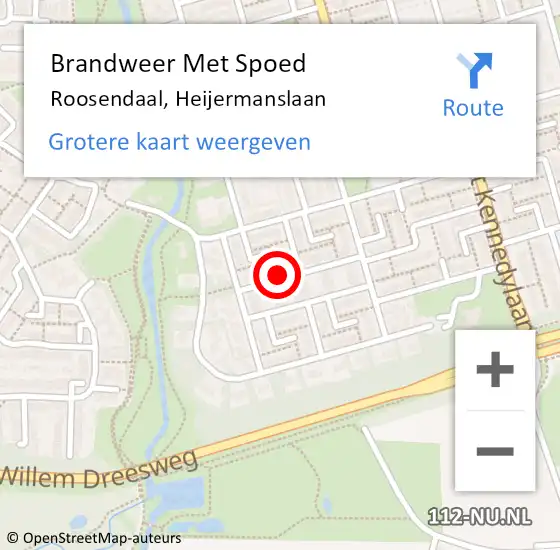 Locatie op kaart van de 112 melding: Brandweer Met Spoed Naar Roosendaal, Heijermanslaan op 14 december 2024 15:06