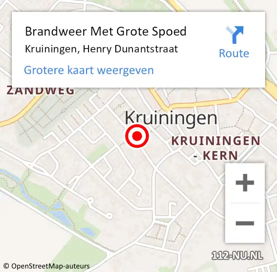 Locatie op kaart van de 112 melding: Brandweer Met Grote Spoed Naar Kruiningen, Henry Dunantstraat op 14 december 2024 15:14