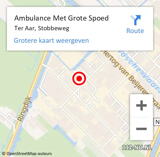 Locatie op kaart van de 112 melding: Ambulance Met Grote Spoed Naar Ter Aar, Stobbeweg op 14 december 2024 15:31