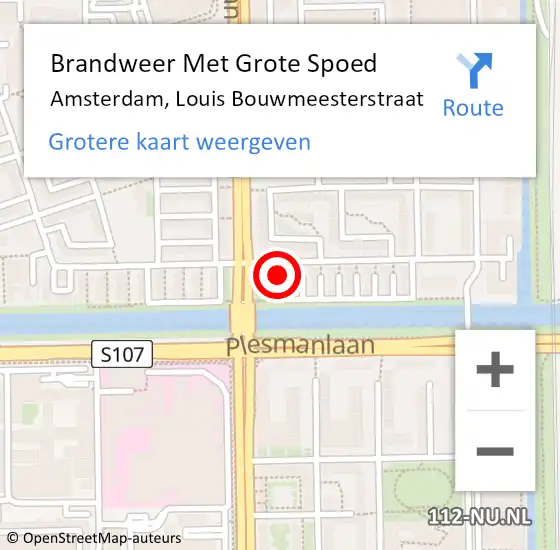 Locatie op kaart van de 112 melding: Brandweer Met Grote Spoed Naar Amsterdam, Louis Bouwmeesterstraat op 14 december 2024 15:56