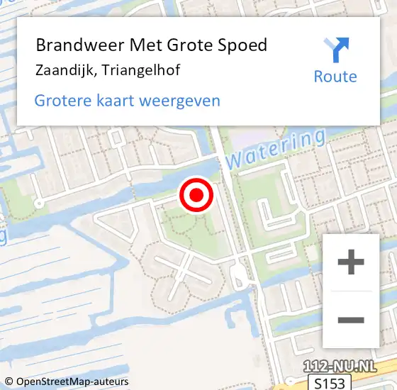 Locatie op kaart van de 112 melding: Brandweer Met Grote Spoed Naar Zaandijk, Triangelhof op 14 december 2024 15:59