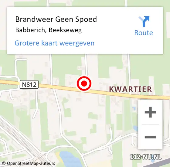 Locatie op kaart van de 112 melding: Brandweer Geen Spoed Naar Babberich, Beekseweg op 14 december 2024 16:09