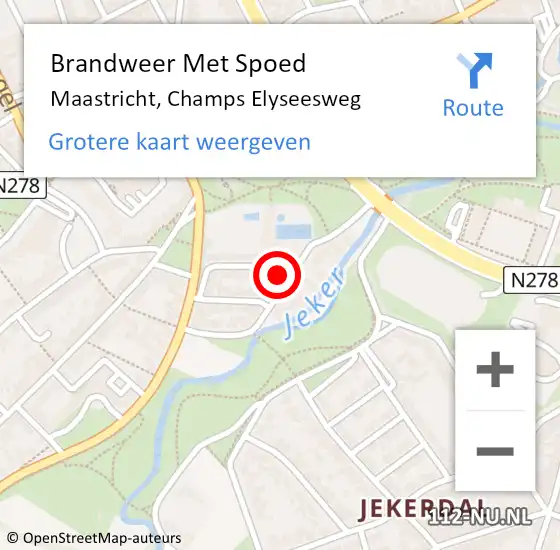 Locatie op kaart van de 112 melding: Brandweer Met Spoed Naar Maastricht, Champs Elyseesweg op 14 december 2024 16:09