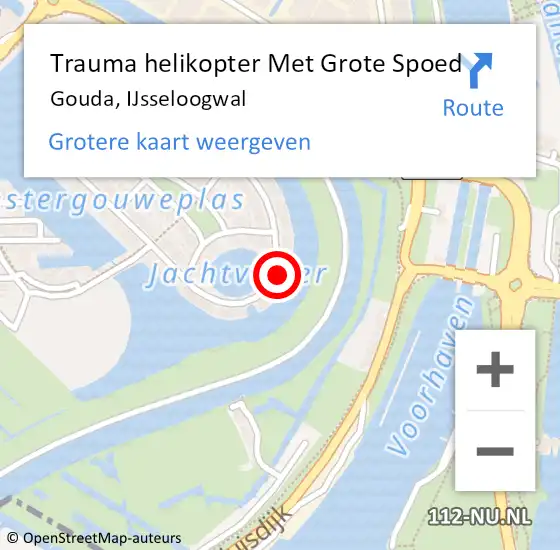 Locatie op kaart van de 112 melding: Trauma helikopter Met Grote Spoed Naar Gouda, IJsseloogwal op 14 december 2024 16:14