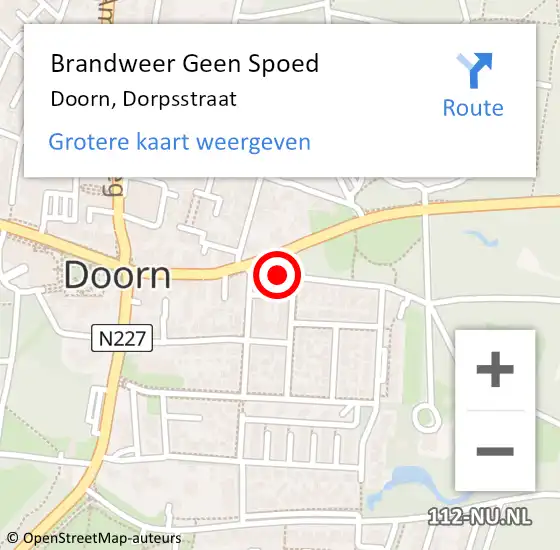 Locatie op kaart van de 112 melding: Brandweer Geen Spoed Naar Doorn, Dorpsstraat op 14 december 2024 16:16