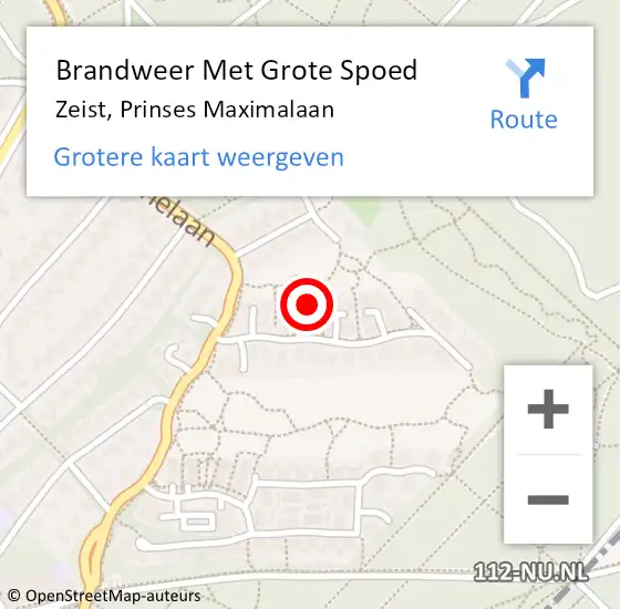 Locatie op kaart van de 112 melding: Brandweer Met Grote Spoed Naar Zeist, Prinses Maximalaan op 14 december 2024 16:35