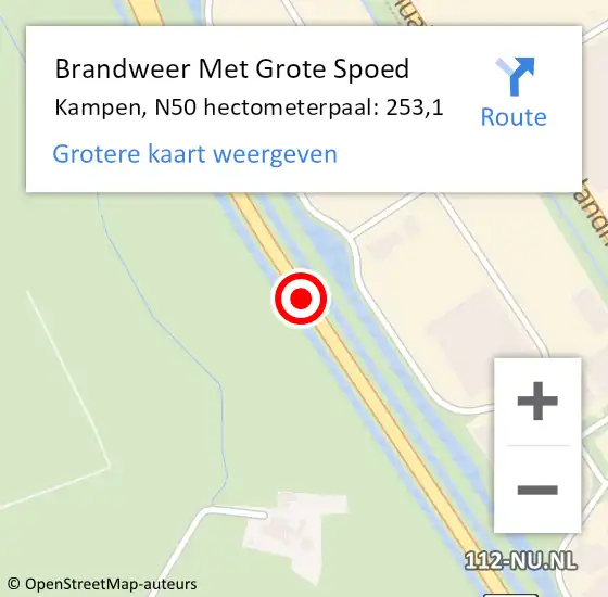 Locatie op kaart van de 112 melding: Brandweer Met Grote Spoed Naar Kampen, N50 hectometerpaal: 253,1 op 14 december 2024 16:36