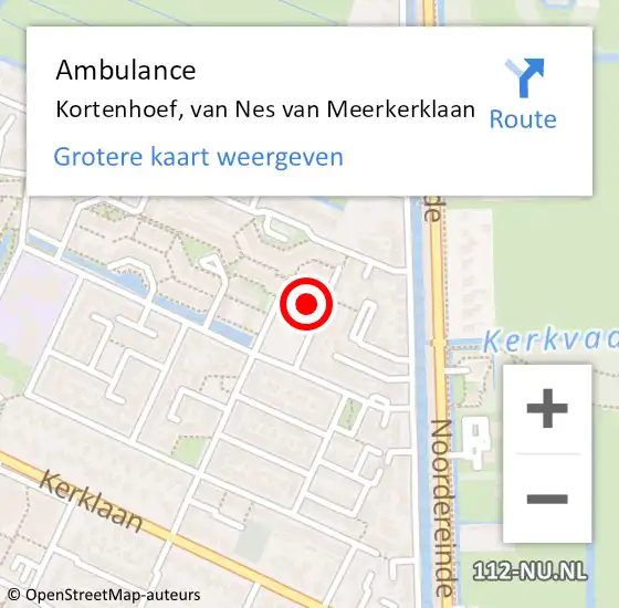 Locatie op kaart van de 112 melding: Ambulance Kortenhoef, van Nes van Meerkerklaan op 30 oktober 2014 11:54