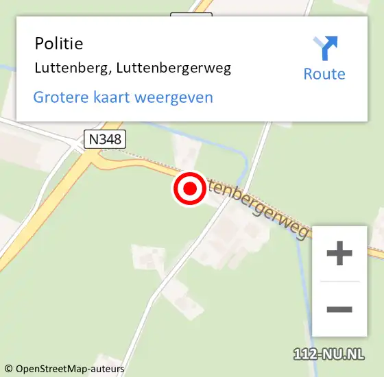 Locatie op kaart van de 112 melding: Politie Luttenberg, Luttenbergerweg op 14 december 2024 16:55