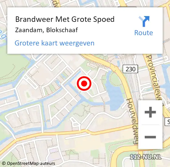 Locatie op kaart van de 112 melding: Brandweer Met Grote Spoed Naar Zaandam, Blokschaaf op 14 december 2024 17:07