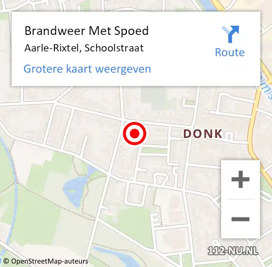 Locatie op kaart van de 112 melding: Brandweer Met Spoed Naar Aarle-Rixtel, Schoolstraat op 14 december 2024 17:19