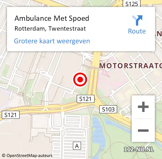 Locatie op kaart van de 112 melding: Ambulance Met Spoed Naar Rotterdam, Twentestraat op 14 december 2024 17:40