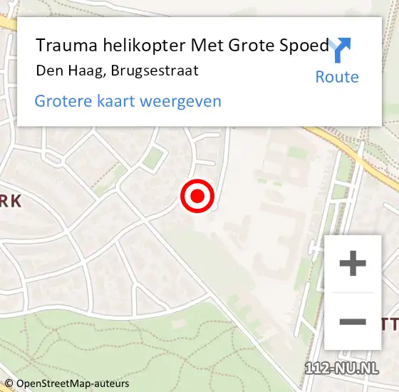 Locatie op kaart van de 112 melding: Trauma helikopter Met Grote Spoed Naar Den Haag, Brugsestraat op 14 december 2024 17:44