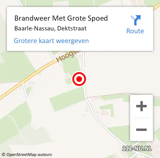 Locatie op kaart van de 112 melding: Brandweer Met Grote Spoed Naar Baarle-Nassau, Dektstraat op 14 december 2024 17:45